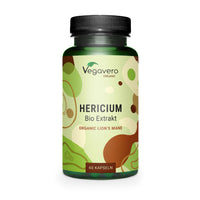Vegavero Organic Lions Mane Supplement | NO Additives | Nootropic High Strength Mushroom Extract | 50% Polysaccharides | 60 Capsules | Vegan |
