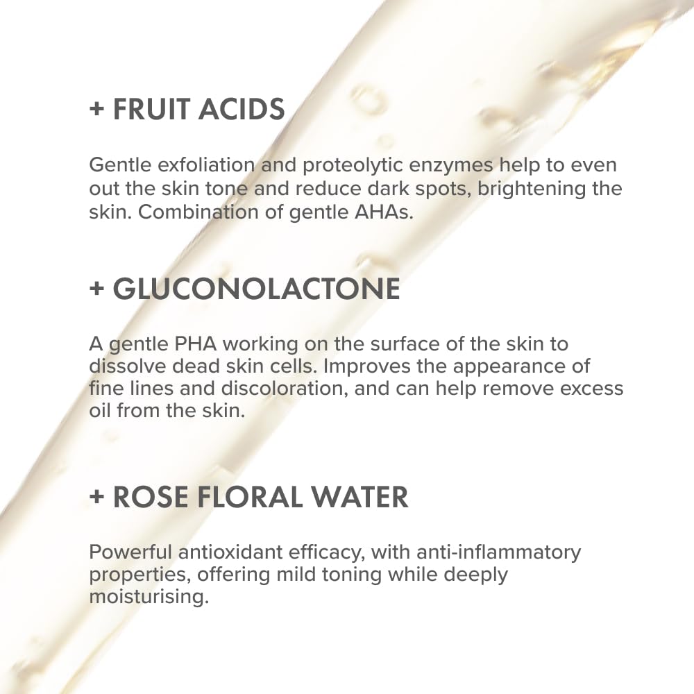 The Organic Pharmacy Rose Exfoliating Night Essence, 150ml - Gently exfoliate, Improve skin elasticity & Hydrate, With Fruit Acids, Gluconolactone, Retinol, H.A, Organic 91%