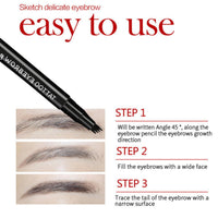 Ruojiar Tattoo Eyebrow Pen with 4 Fork Tip,Eyebrow Pencil,Natural 3D Eyebrow Hair Make Up Pen,Liquid Eyebrow Fork Tip Pen,Waterproof Brow Pen,Long-Lasting Smudgeproof Eyebrow Pen,Brow Pencil for Women(Black)