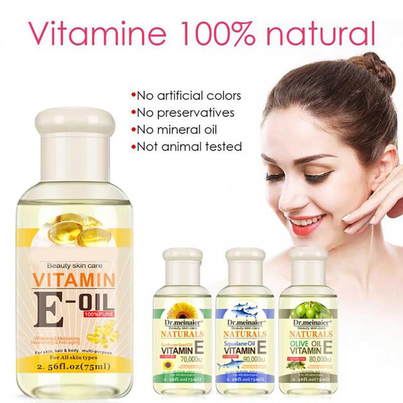DMQ Vitamin E Skin Oil,Anti Aging Face Oil and Serum,Face Massage Oil,Vitamin E Body Oil for Dry Skin,Antioxidant & Relieve itchy Skin,Hydrating Body Oil,Body Oil Moisturiser-Gentle Massage Face&Body-75ML