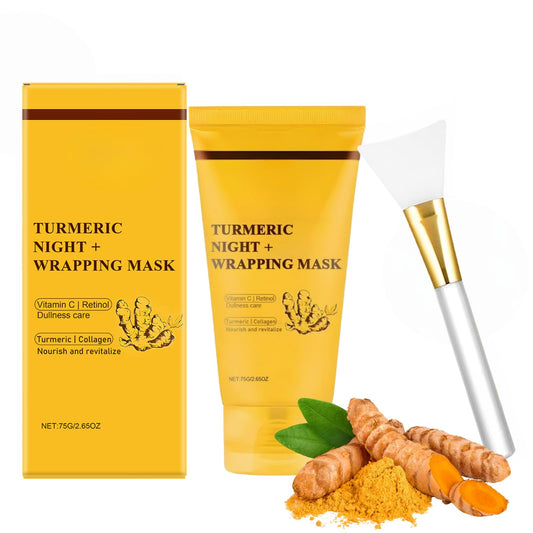 IZBEAUVO Turmeric Collagen Night Wrapping Mask - Peel Off Face Mask for Pore Tightening, Anti-Aging & Blackhead Removal with Vitamin C & Collagen Gel, Hydrating Exfoliating Gel Treat for Dull Skin.