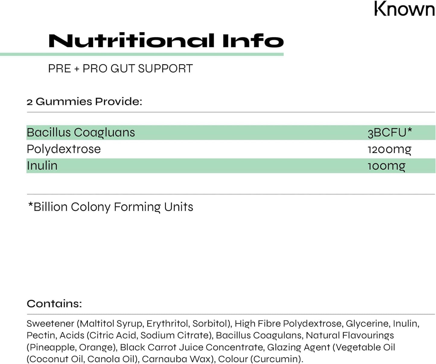 Known Probiotics for Gut Health - Prebiotic & Probiotic Support Gummies | Pineapple & Orange Flavour | 60 Two-a-Day Vegan Vitamin Gummies (One Month’s Supply)