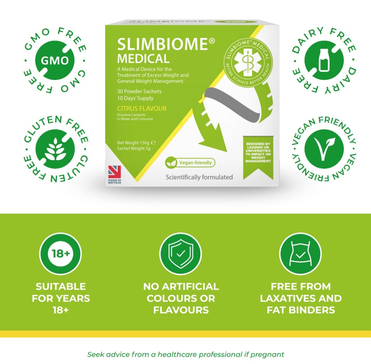 Slimbiome – Prebiotic Fibre Supplement for Gut Health & Digestive Support – 30 Sachets – Vegan Microbiome Support with Plant-Based Prebiotics