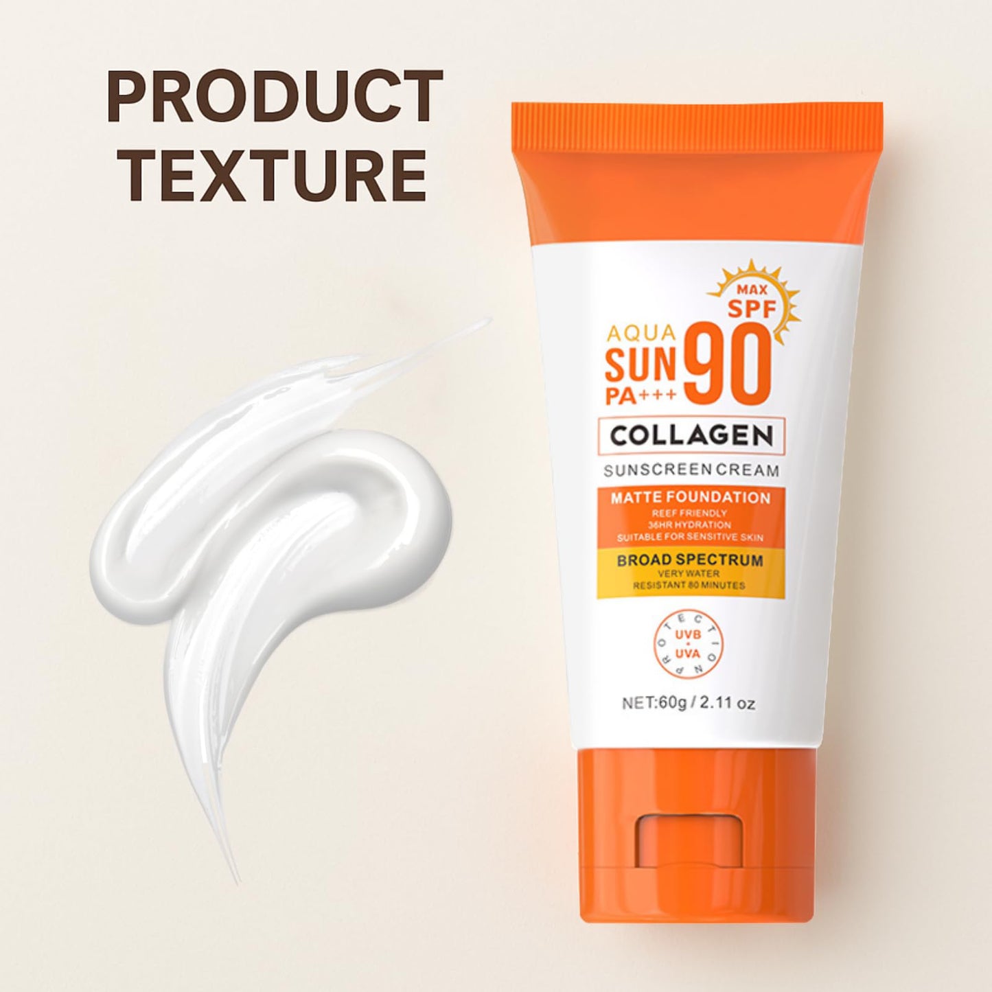 CTUBLIAUNX Sunblock SPF 90 - Ultra High Factor Sun Cream for Face, Lightweight, Non-Sticky & Sweat-Resistant Daily Sunscreen Protection