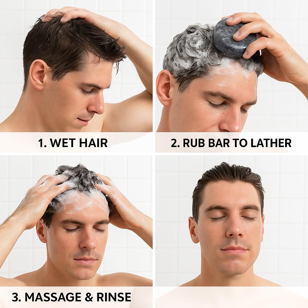 Generic Hair Shampoo For Men All Hair Types - Bamboo Charcoal Soap Deep Cleansing - Nourishing Plant Formula Strengthens Solid Shampoo Travel Friendly Plastic Free 60g (Bamboo Charcoal)