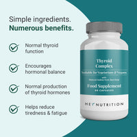 Hey Nutrition Thyroid Complex Supplement - Copper, Iron, Zinc, Selenium, Vitamin B Blend - Advanced Thyroid Function - 60 Capsules/30 Servings - Non-GMO, Vegan