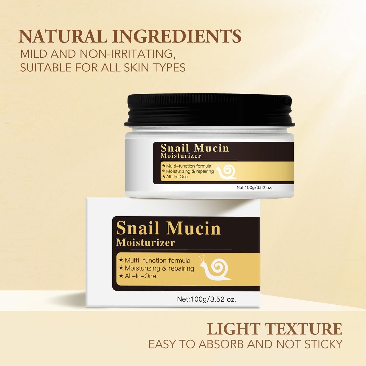 TBeautfave Snail Repair Essence, Snail Mucin Skin Care Sets & Kits, Snail Mucin Moisturiser, Korean Snail Mucin Serum & Face Moisturiser for Deep Hydration, for Dull & Damaged Skin, Korean Skincare (Cream+Serum)