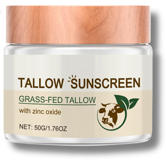 IZBEAUVO Tallow Sunscreen with Zinc Oxide, 100% Grass Fed Beef Tallow Moisturiser & Non Nano Zinc Oxide Sunscreen, Organic Sunblock, Non Greasy Natural Formula, Suitable for Dry Sensitive Skin, Fresh Scent