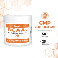 SUPERSMART Supersmart - BCAAs 2:1:1-3 Essential Amino Acids for Muscle Metabolism (Toner, Builder & Recovery) - Third Most Important Source of Energy | Non-GMO & Gluten Free - 250g