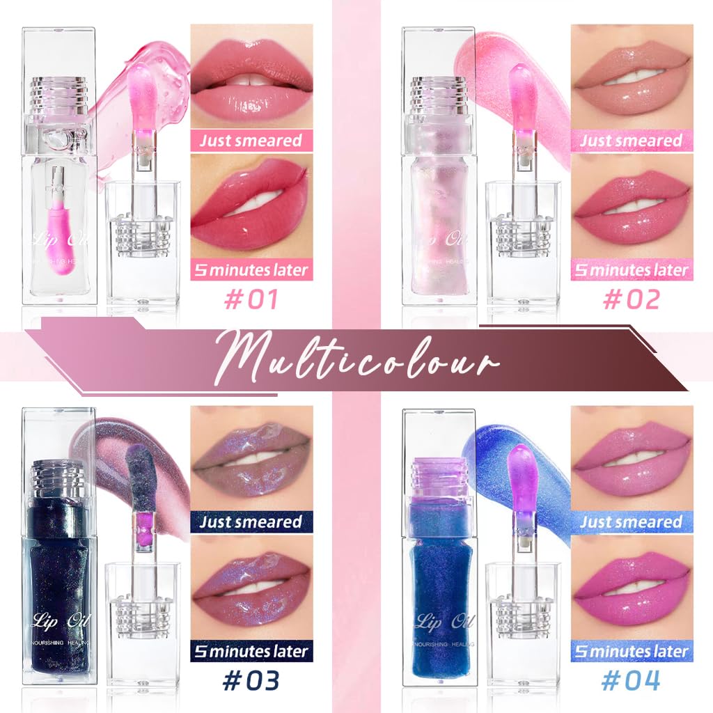 YUYUE-YY Colour Changing Lip Oil, Magic Colour Changing Lip Oil, Plumping Lip Gloss, Glitter Lip Gloss, Hydrating Glitter Shine Liquid Lipstick Moisturizing Lip Care Lip Gloss for Teenage Girls (3#Black Pearl)