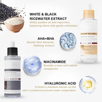 ISBEAUSOLS Rice Ampoule Duo,Exfoliating Face Scrub for Women,Gentle Facial Cleanser with Rice Water & Niacinamide,Hydrating Exfoliating Face Wash,Anti-Aging Facial Scrub for Glowing Skin,Non-Irritating Cleanser