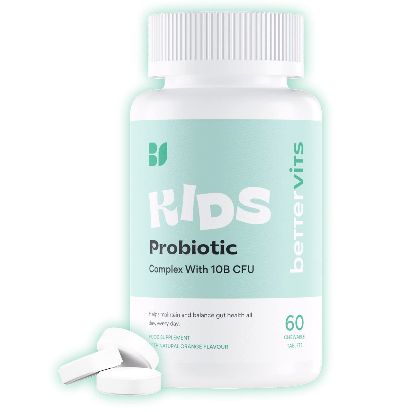 Bettervits Kids Chewable Probiotic | 10B CFU | 10-16 Year Olds | Includes Prebiotic | For Gut Health, Immunity & More