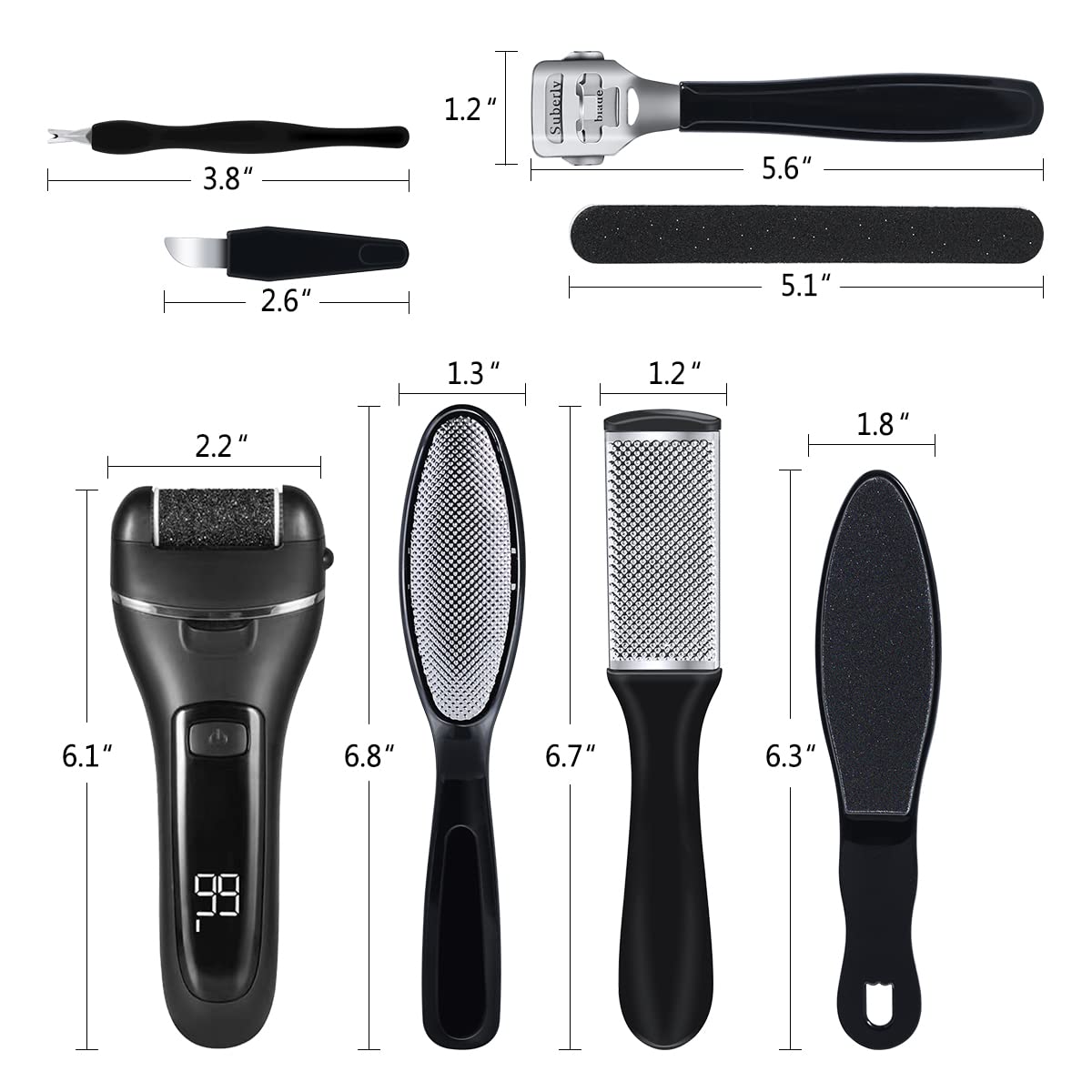 KMYC Electric Foot File for Hard Skin Remover, Feet Callus Remover Scrubber Brush File for Dead Skin Dry Heel Skin Scholl Pedicure Tools Kit, Black