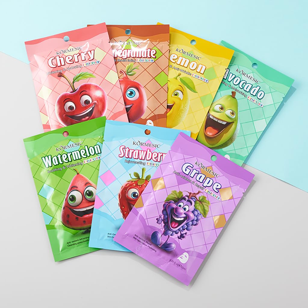 Face Mask Set Face Masks Skincare, 7PCS Fruit Sheet Mask Skincare Set for Daily Care Face Sheet Mask, Hydrate,Moisturize, Soothe, masks beauty face mask set, Hydrating & Soothing Face Mask