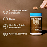 VITAL PROTEINS Vital Proteins Collagen Peptides Powder, Supplement (Type I, III), Cocoa Flavor, Hydrolyzed Collagen, for Skin Hair Nail Joint, Dairy and Gluten Free, 20g per Serving, 297g 1 Pack