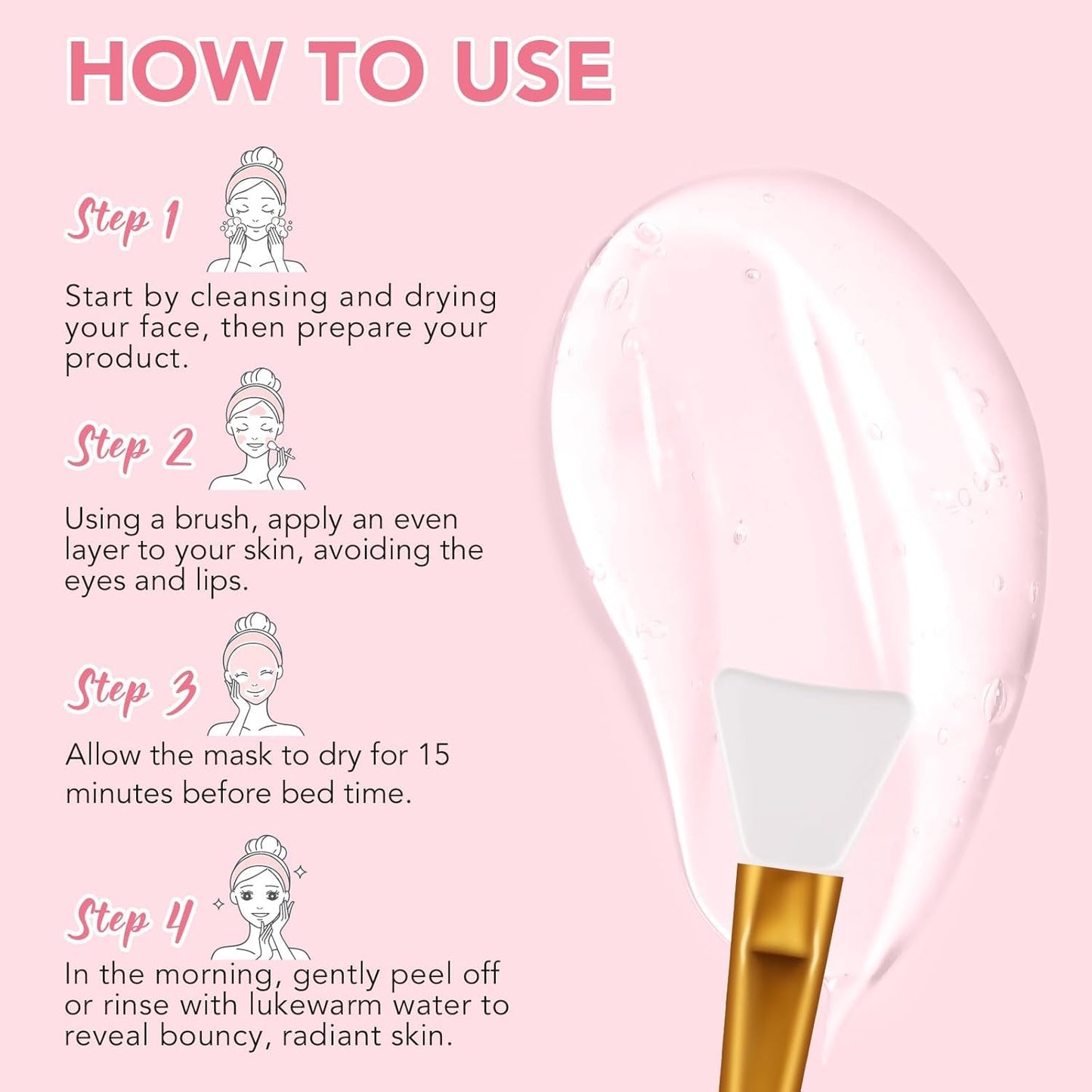 Skynest Collagen Night Wrapping Mask, Peel Off Collagen Mask for the Face, Deep Hydration, Reduces Wrinkles & Improves Skin Elasticity, Brush Included, 75 ml