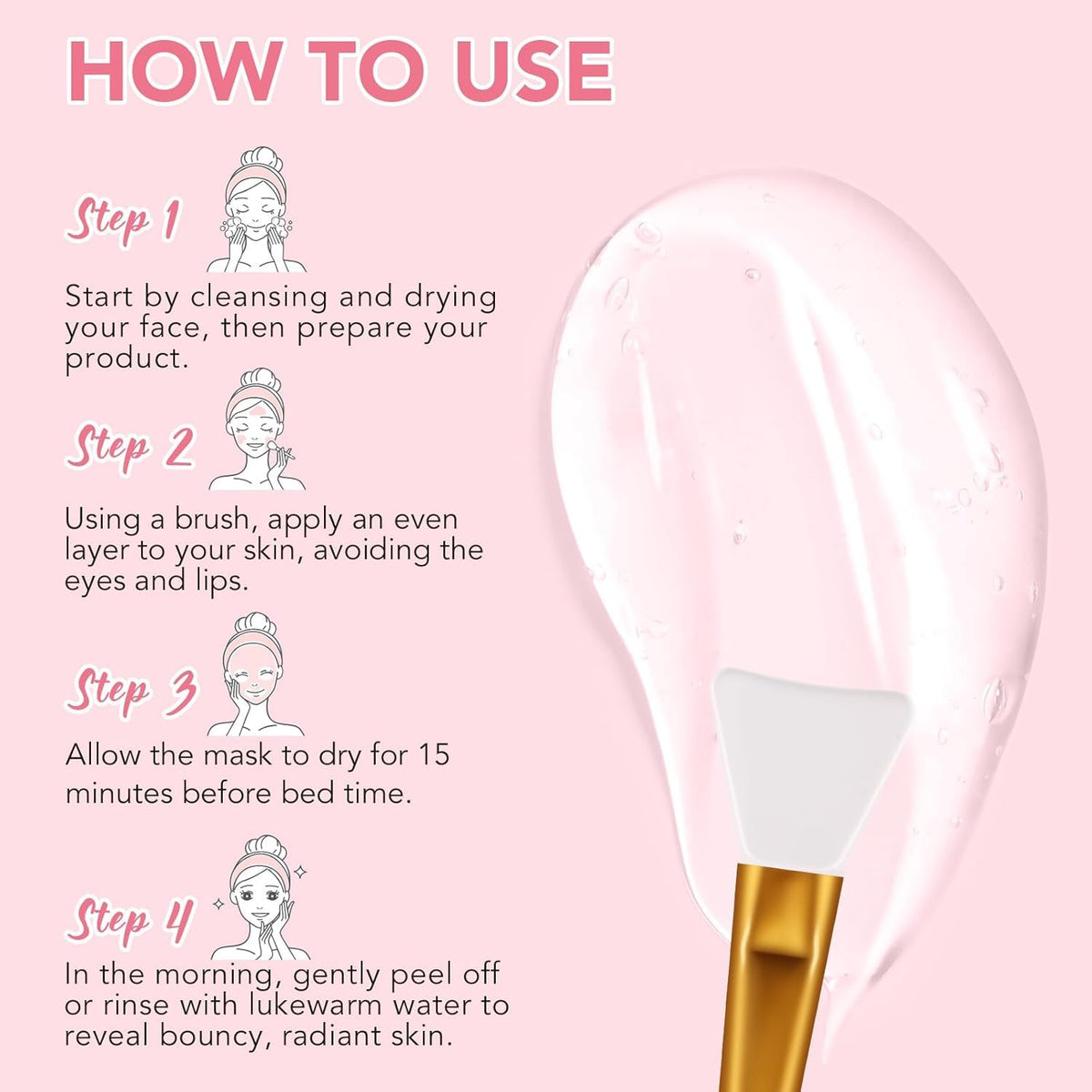 Skynest Collagen Night Wrapping Mask, Peel Off Collagen Mask for the Face, Deep Hydration, Reduces Wrinkles & Improves Skin Elasticity, Brush Included, 75 ml