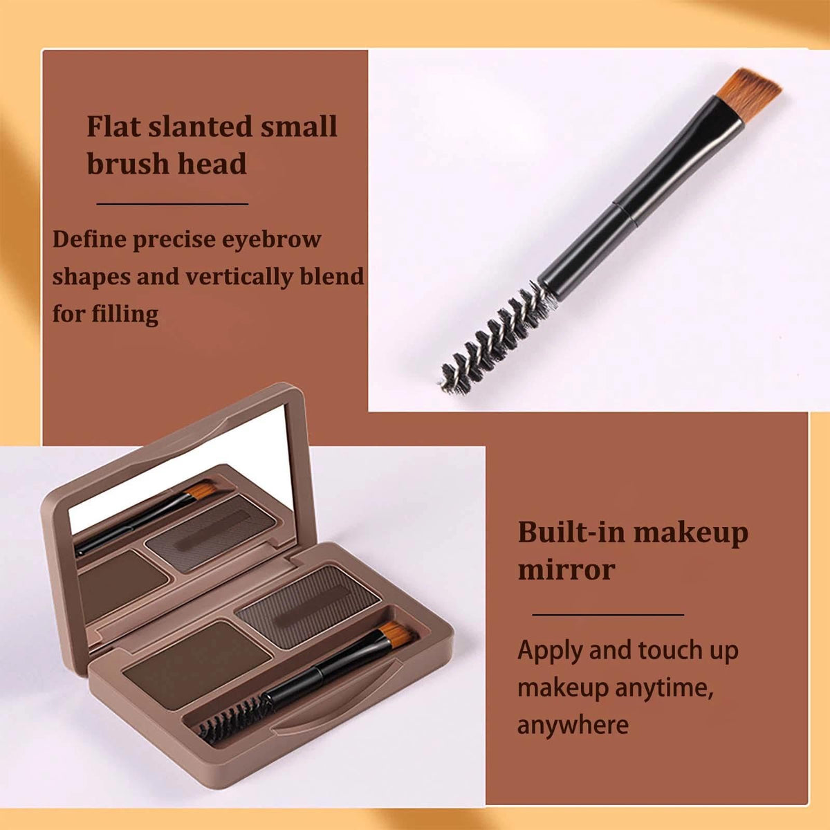 FresFresi 2in1 Eyebrow Powder Kit with Palette, Pencil, Pomade & Tint - Medium Brown & Dark Brown Shades for Dye, Touch Ups & Contouring of Brows, Hairline & Face