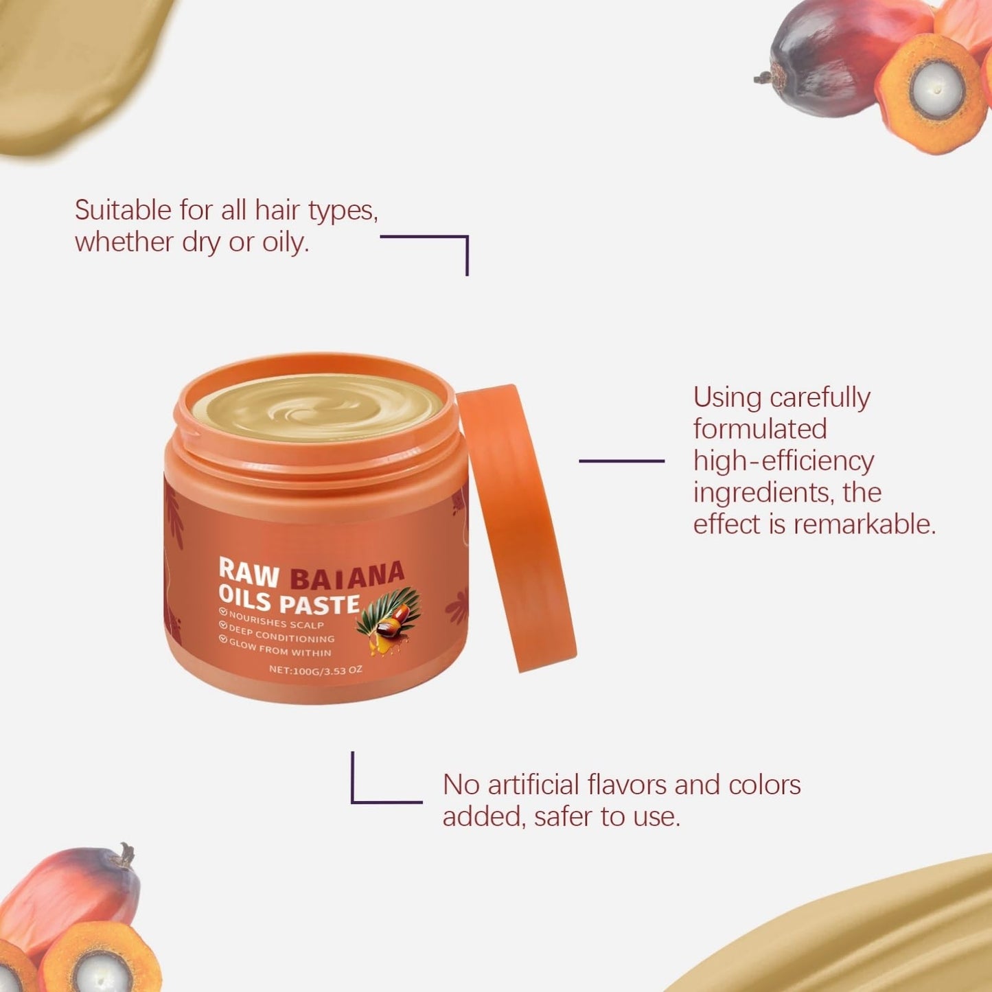 SingHao 100G Ba/tana Oil for Hair Growth,Ba/tana Hair Growth Oil,Raw Batan/a O/il Organic Bat/ana Hair Gro/wth Butter,Hair Thickening Products for Women,Hair Serum for Dry Damaged Ha/ir,Raw Bata/na O/il Paste