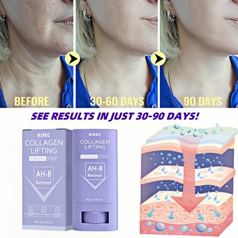 Angel Silk ANGEL SILK AH-8 Retinol Neck Firming Stick, Anti Wrinkle & Lifting Cream with Collagen & Beeswax, Moisturizing Treatment for Sagging Skin, Reduce Fine Lines, Neck Tightening Easy Massage (2pc)