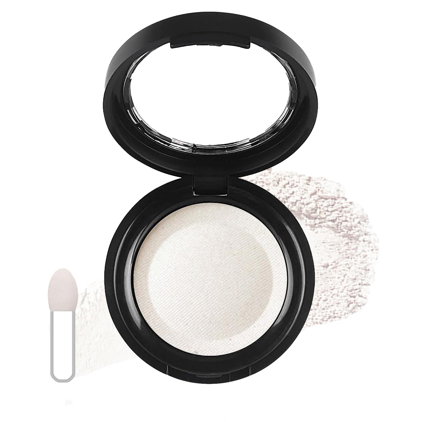 QUIWEN White Eyeshadow Single,Pressed Fine Powder Eyeshadow, High Shimmer Pearl Shadow Single White Eye Make-Up,Long-lasting Waterproof High Pigment Fine Powder Shadows for Highlighter