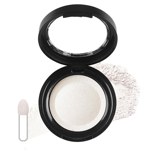 QUIWEN White Eyeshadow Single,Pressed Fine Powder Eyeshadow, High Shimmer Pearl Shadow Single White Eye Make-Up,Long-lasting Waterproof High Pigment Fine Powder Shadows for Highlighter