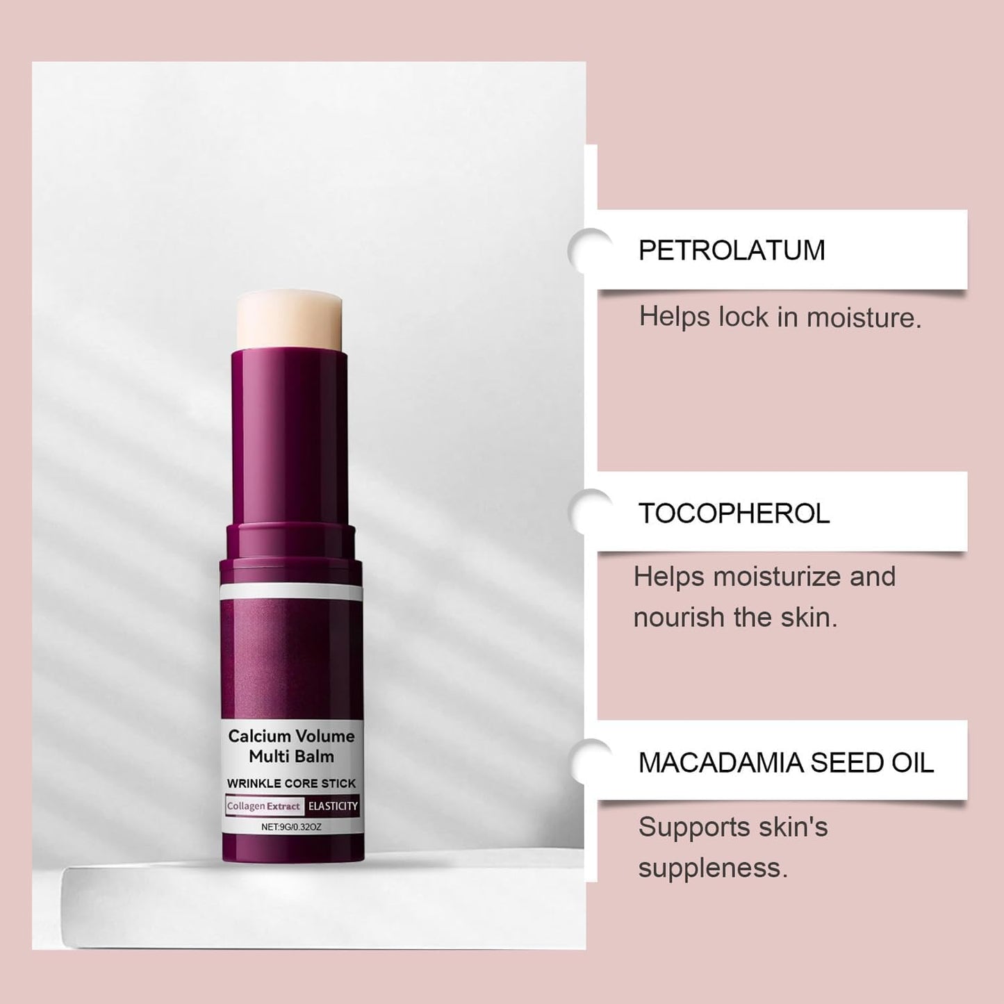 2Pc Calcium Multi Balm, Calcium Volume Multi Balm, Wrinkle Core Stick, Korean Collagen Moisturing Stick, Anti-aging, Hydrating, Firming Skin, Suitable for Eyes, Face, Neck