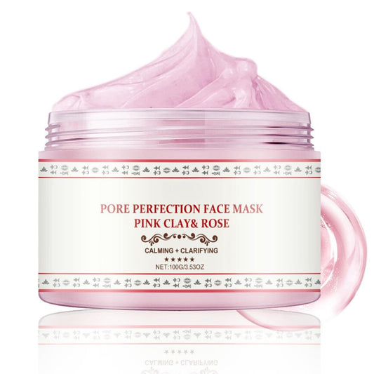 Pink Clay Mask | Organic Face Masks for Women | Rose Calming Clarifying Mud Mask | Clay Face Mask with Bentonite & Kaolin Clay | Pore Minimizer, Deep Cleansing & Hydrating Facial Skincare