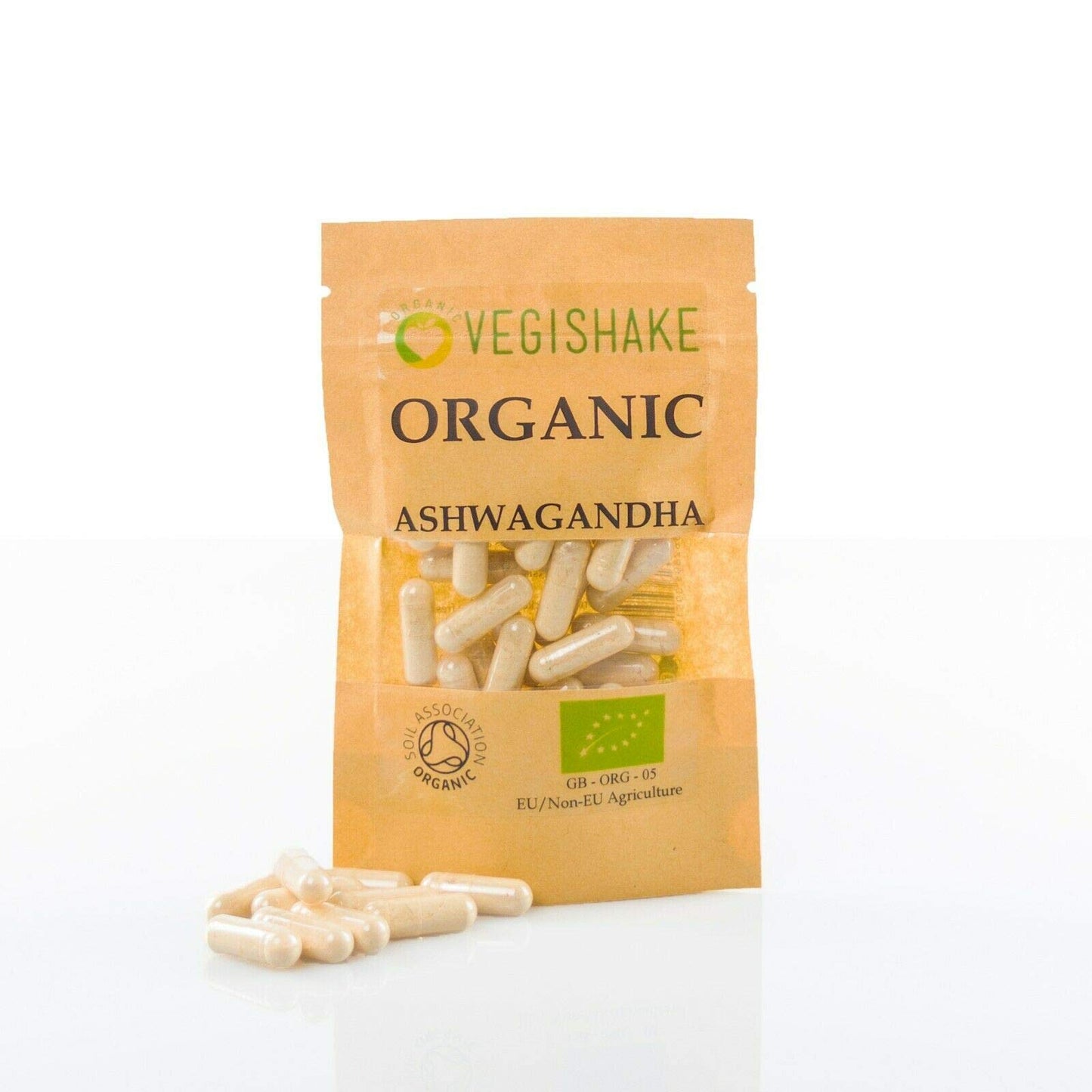 vegishake Organic Ashwagandha Withania Somnifera Indian Ginseng Winter Cherry HPMC Capsules 1000mg Vegan Halal Kosher (90 Capsules)