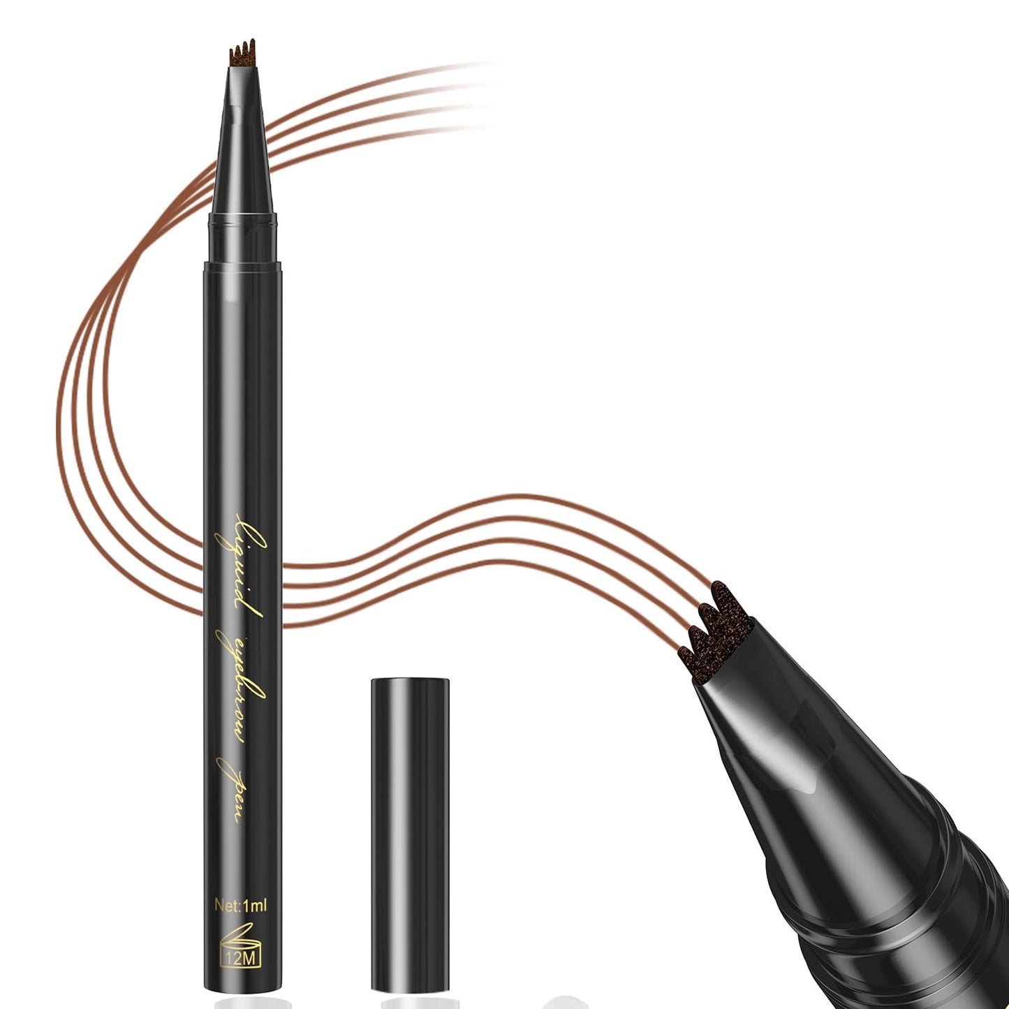 HAORQEE Eyebrow Pencil, Light Brown Waterproof Eye Brow Pen Microblading Smudge-Proof Long Lasting Brow Pencil with 4-Fork-Shaped Tip