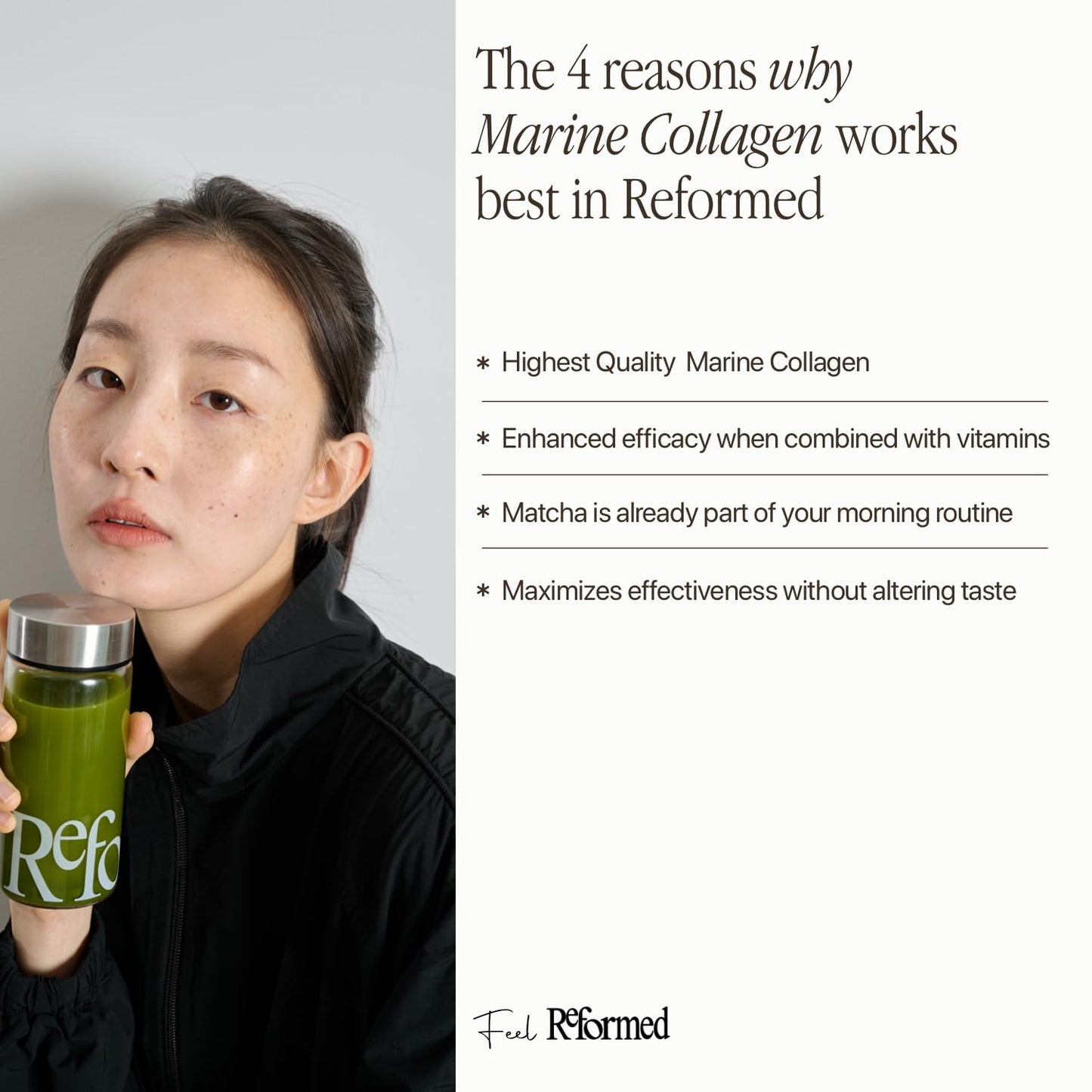 Reformed Collagen Matcha Powder I Hydrolysed Collagen (Marine), Ceremonial Grade, Skin Health, Reduce Bloating, Functional Mushrooms, 21 Vitamins & Minerals, I UK Made I Taster Can