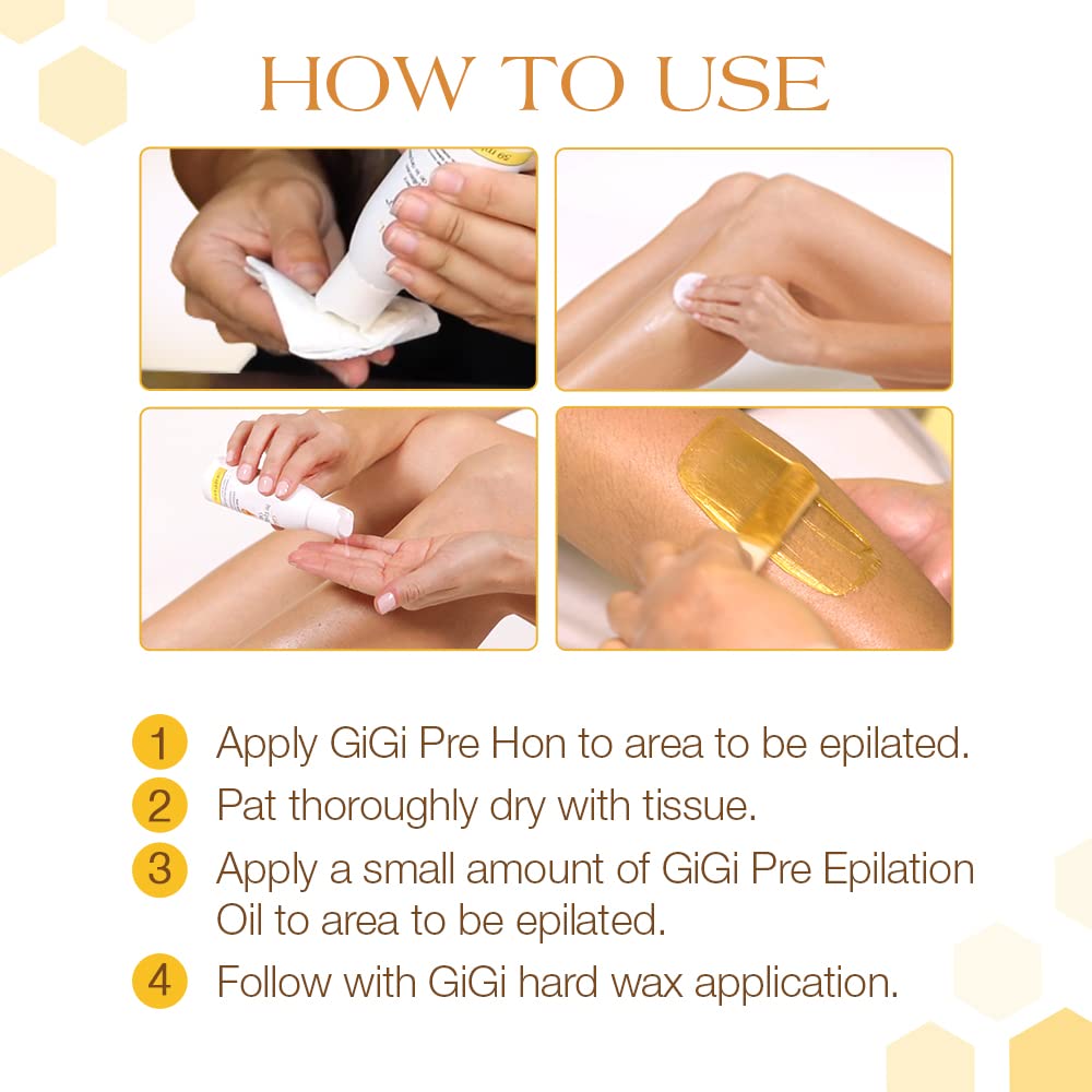 GiGi Pre Epilation Oil - Allows For Easier & More Effective Waxing While Protecting & Conditioning Skin - Preparation for Hard Wax - 118ml