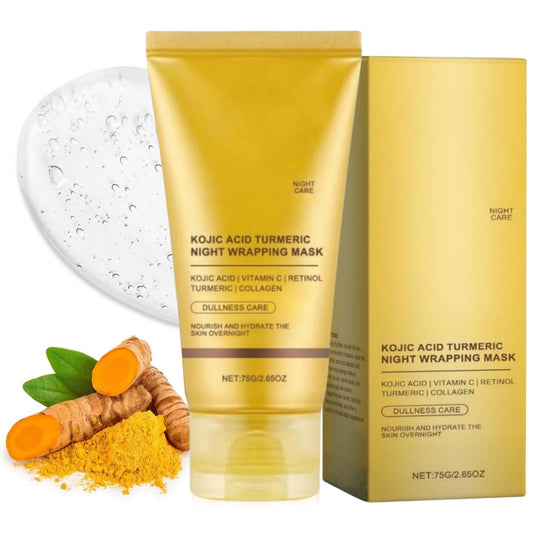 Koj-Ic Acid Turmeric Collagen Night Wrapping Mask,Turmeric And Koj-Ic Acid Face Mask,Turm-Eric Face Ma-Sk,Overnight Brightening Fa-Ce Ma-Sk,Nourishes Dull Uneven Skin&Improved Elasticity,Deep Hydrat