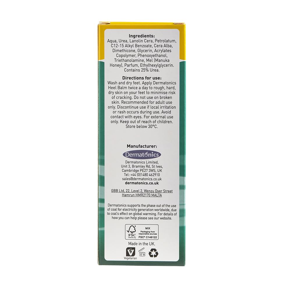 Dermatonics Fast-Acting Manuka Honey Heel Balm | Nourishing Formula for Rough and Cracked Heels | Hydrates and Softens Dry Feet | Suitable for Diabetics | 125 ml