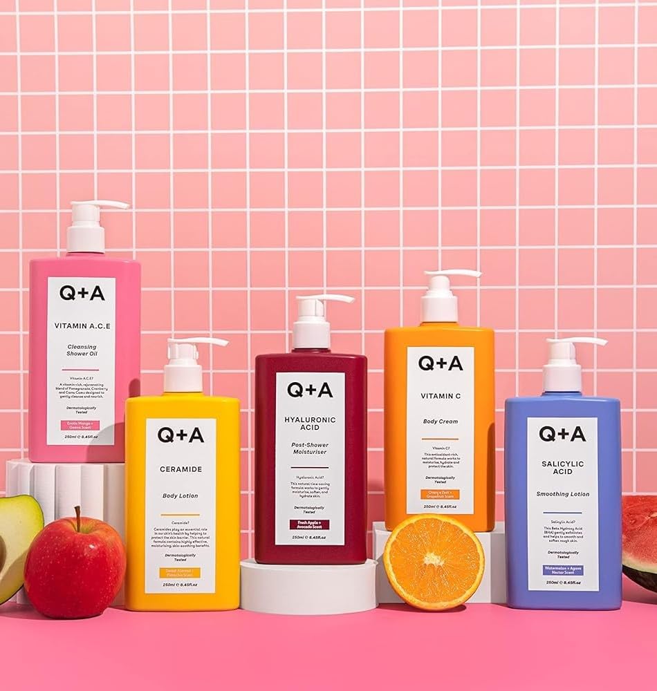 Q+A Salicylic Acid Smoothing Body Lotion (250ml), Body Moisturiser with Watermelon & Agave Scent, Body Butter Alternative, Smooths Rough Bumpy Skin, Clears Blemishes & Uneven Texture