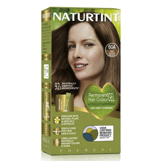 NATURTINT Naturtint Permanent Hair Colour, 6GA Deep Almond Brown, Plant Enriched, Ammonia Free, Long Lasting Grey Coverage and Radiant Colour, Nourishment and Protection