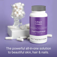 Hey Nutrition Collagen Complex Hyaluronic Acid & Sea Kelp Vitamin E, C, Biotin - Healthy Nails, Skin, Hair Joints Metabolism - Type 1 Marine Supplement - Non GMO, 60 Capsules