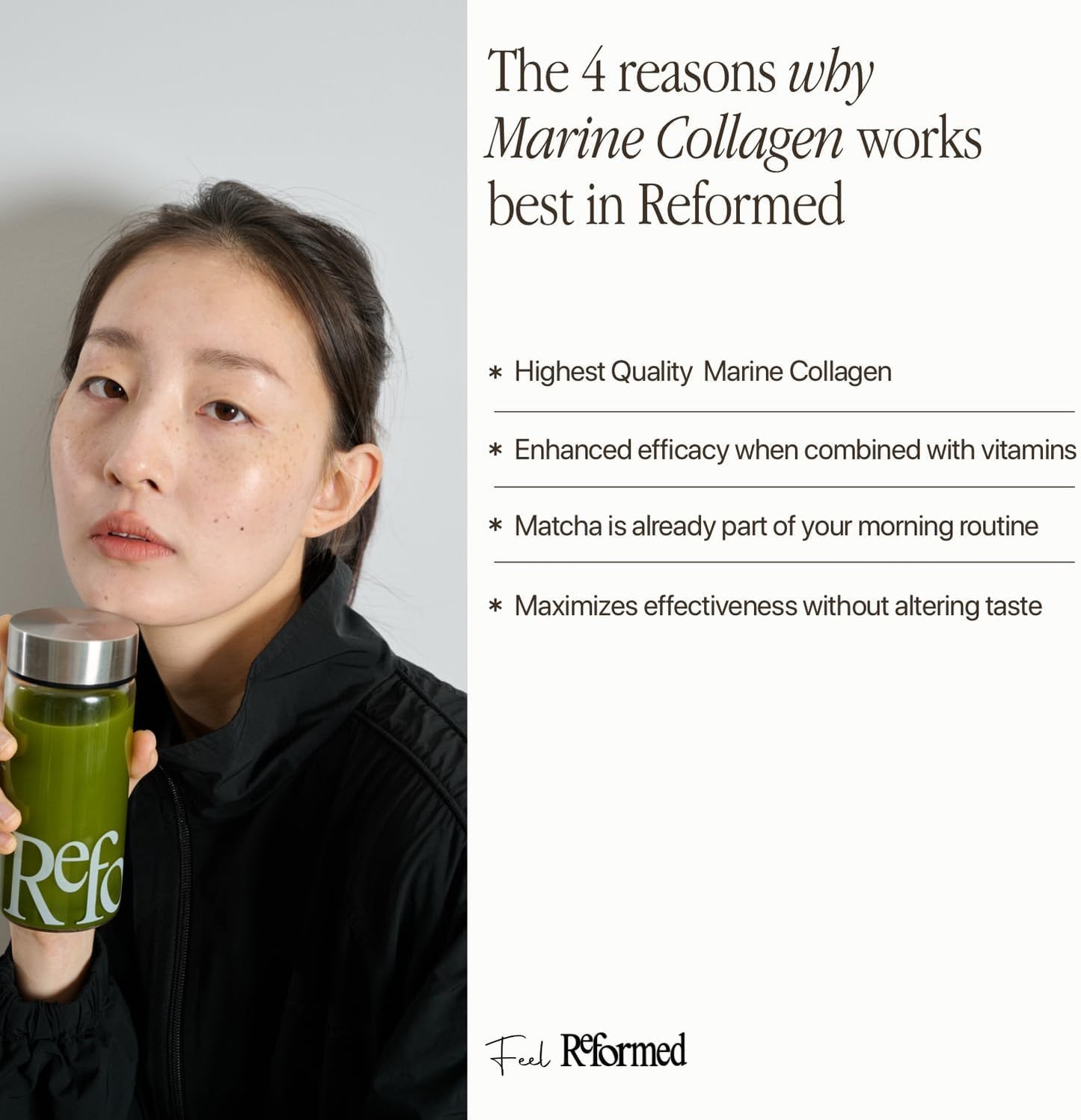 Reformed Collagen Matcha Powder - Marine Collagen & Matcha Powder with Functional Mushrooms - Boosts Skin Elasticity, Supports Focus & Digestion - Enhanced w/ 21 Vitamins/Minerals - 286 g
