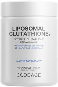 Codeage Liposomal Glutathione Supplement - Pure Reduced Setria L Glutathione Skin - Nano Encapsulated Glutathione Powder Pills - Phospholipids - Antioxidant Complex - Vegan, Non-GMO - 60 Capsules