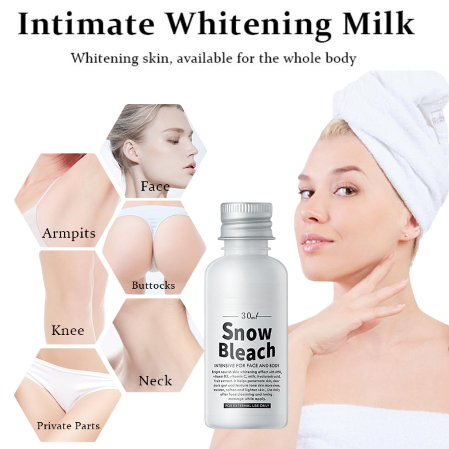 ISBEAUSOLS Skin Bleaching Cream - Body Cream for Women - Whitening Body Lotion for Intimate Area - Skin Lightening Cream For Underarm - Snow Bleach Cream for Private Part - Deep Hydration & Reduces Skin Dullness