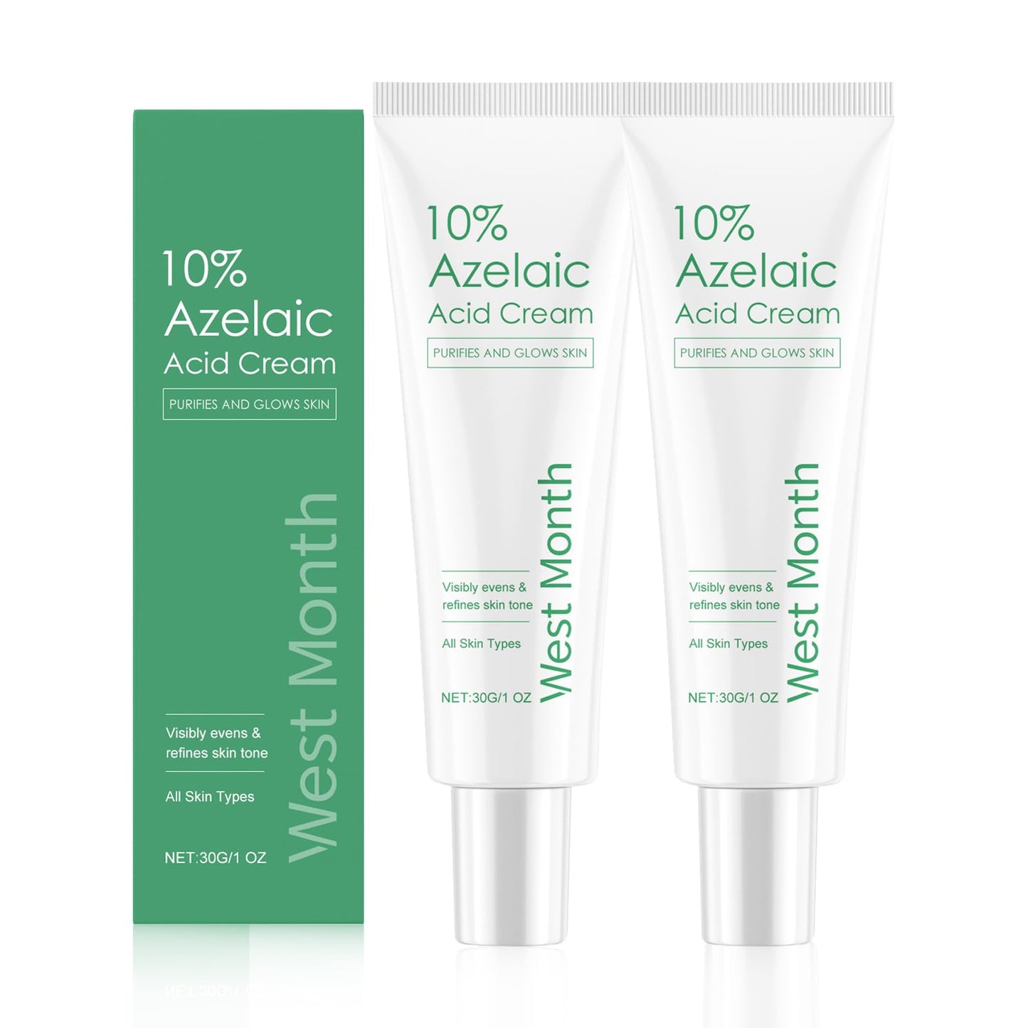 ISBEAUSOLS 2PCS Azelaic Acid Acne Cream - Spot Treatment for Acne Prone Skin - Acne Treatment - Even Skin Tone Cream for Dark Spot Remove - Hydrating Face Cream for Dry Skin - Reduces Redness, Moisturizing