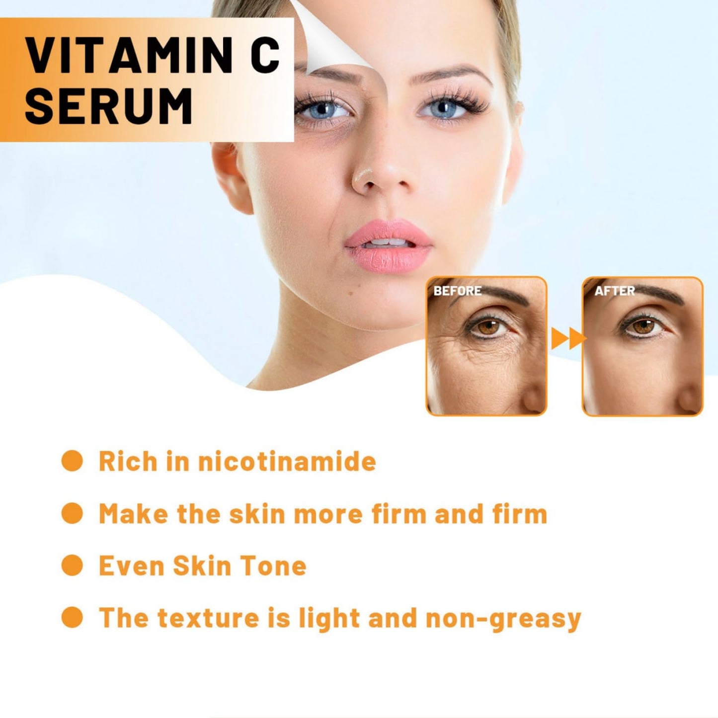 SingHao 2pcs Vitamina C Facial Serum,Anti Aging Face Serum with Vitamin C,Vitamin C Serum for Face,Anti Aging & Wrinkle Facial Seru/m for Women,Brightening Seru/m for Dark Spots,Skin Brightening Se/rum