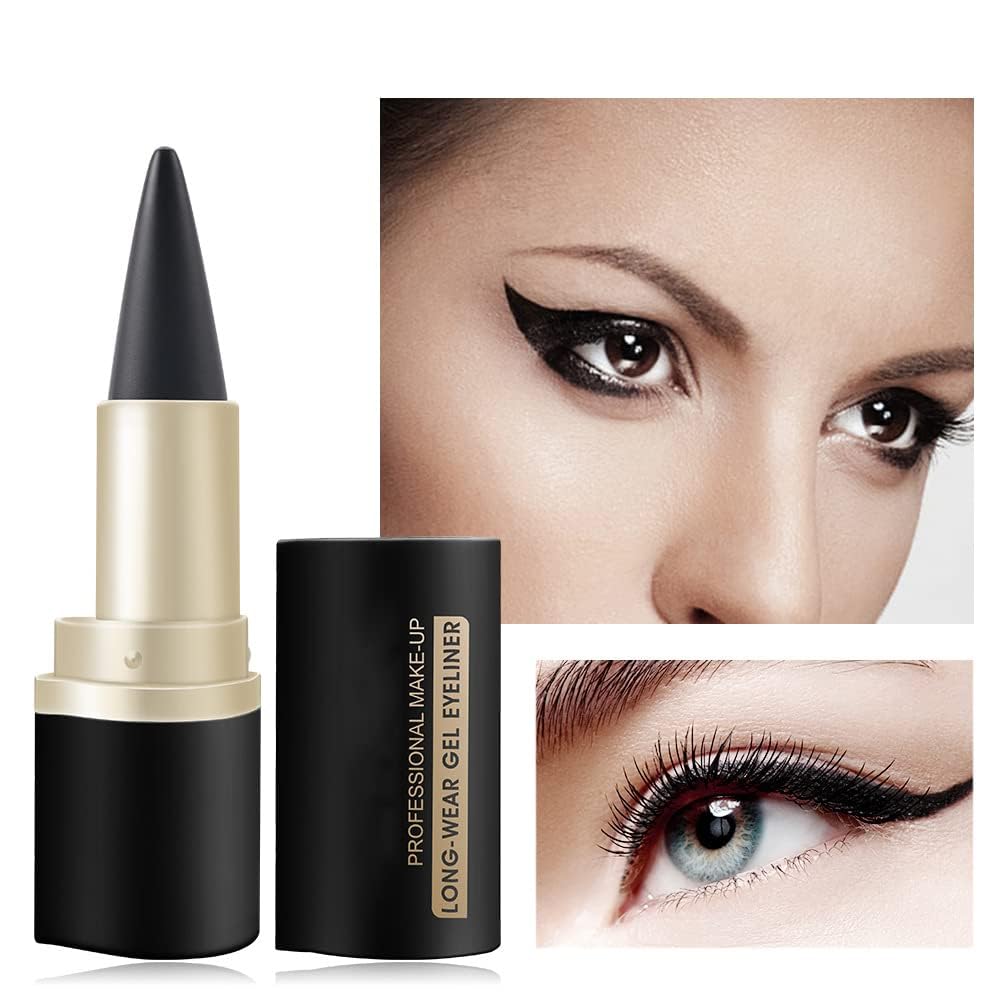 EHIOG Black Eyeliner, Dry Smudge Proof Eyeliner, Eyeliner Pen Gel, Waterproof Smudge-proof Lasting Makeup for Create All Eye Shapes Liner