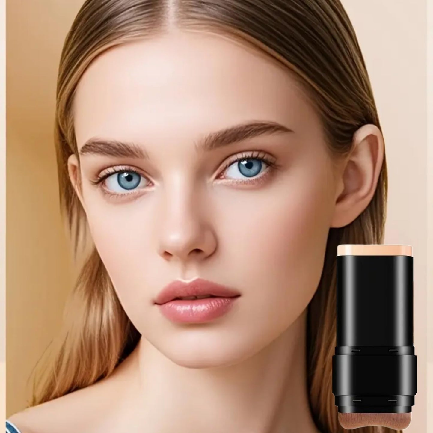 Xinyig 2 in 1 Luxury Anti-Wrinkle Foundation & Concealer Stick with Built-In Brush - Full-Coverage Cream Contour