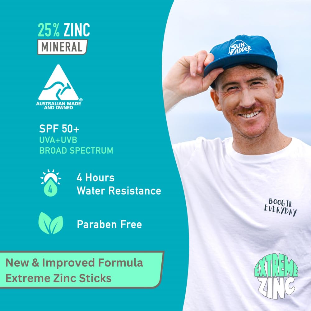 Sun Zapper Zinc Stick - Tan, Light Skin Tinted Sunblock Stick SPF 50+ Zinc Oxide Sunscreen for Face Mineral Sun Cream Made in Australia