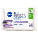 NIVEA Biodegradable Cleansing Wipes Sensitive Skin, Wipes from 100 percent Plant Fibres, Sensitive Make-Up Wipes, Face Wipes Makeup Remover, 25 Count (Pack of 1)