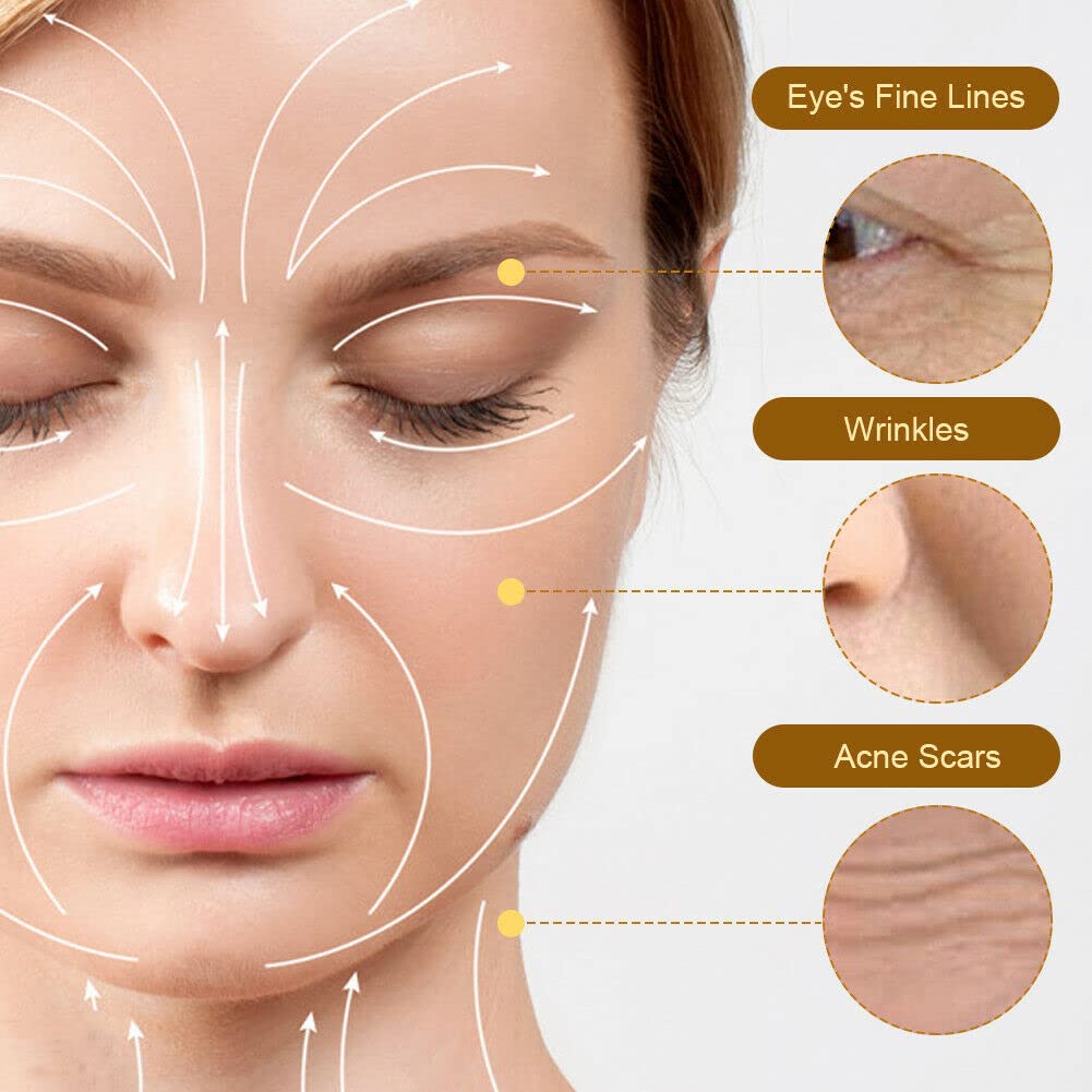 2 IN 1 Face Massager Roller Gold Facial Massager, Electric 3D Face Roller and T Shape Arm Eye Nose Head Massager Instant Face Lift Anti Wrinkles, 19.2X9.8X4.2 cm
