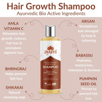 Ayumi Strengthening & Thickening Shampoo, For Thin & Weak Hair, Contains Amla & Bhringraj Extracts to Help With Growth Stimulation, Delicately Cleanses the Hair & Scalp - 2 x 250ml