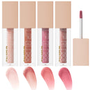 Skynest 4 Pcs Hydrating Lip Gloss, ICE/MOON/SILK/PETAL High Moisturizing Oil Tint with Hyaluronic Acid, High Shine for Plumper Looking Lips (#A)