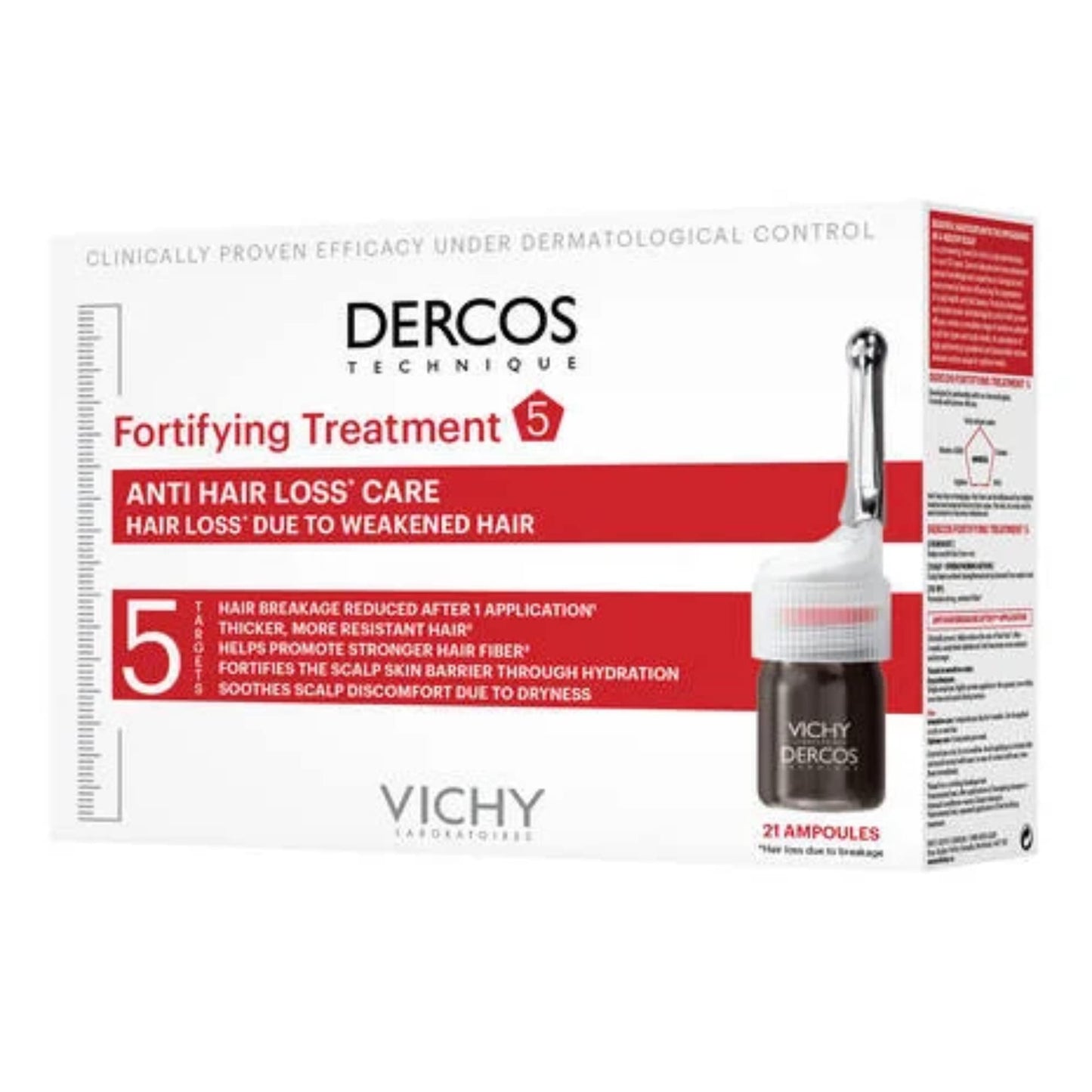 VICHY Dercos Technique Anti Hair Loss Care for Women, 21 Ampoules, 0.3 ml